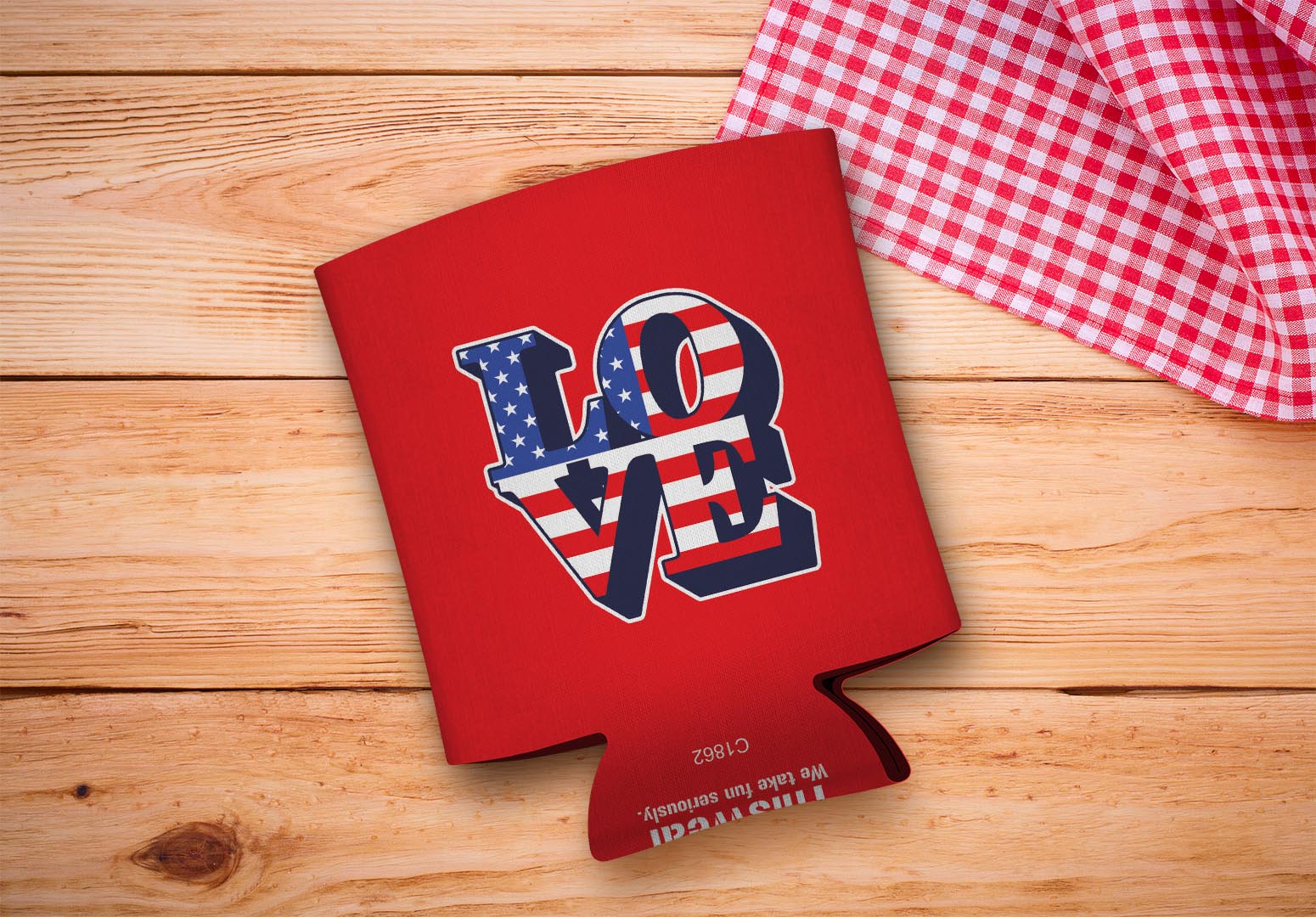drink sleeve on a wood background