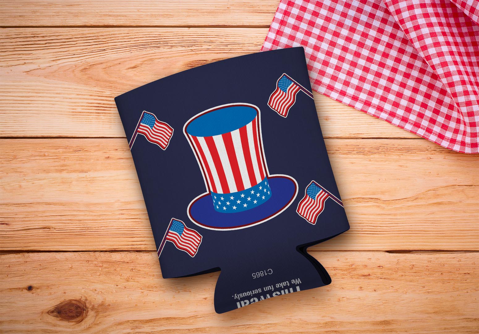 drink sleeve on a wood background