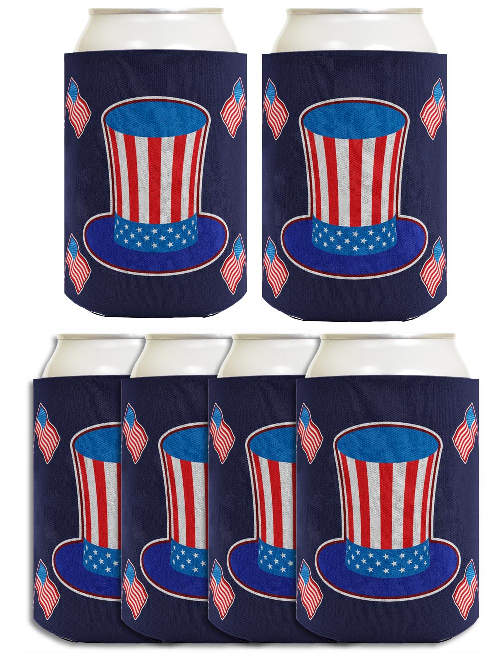 Uncle Sam Hat Navy Standard or Slim Can Thermocooler Drink Sleeve