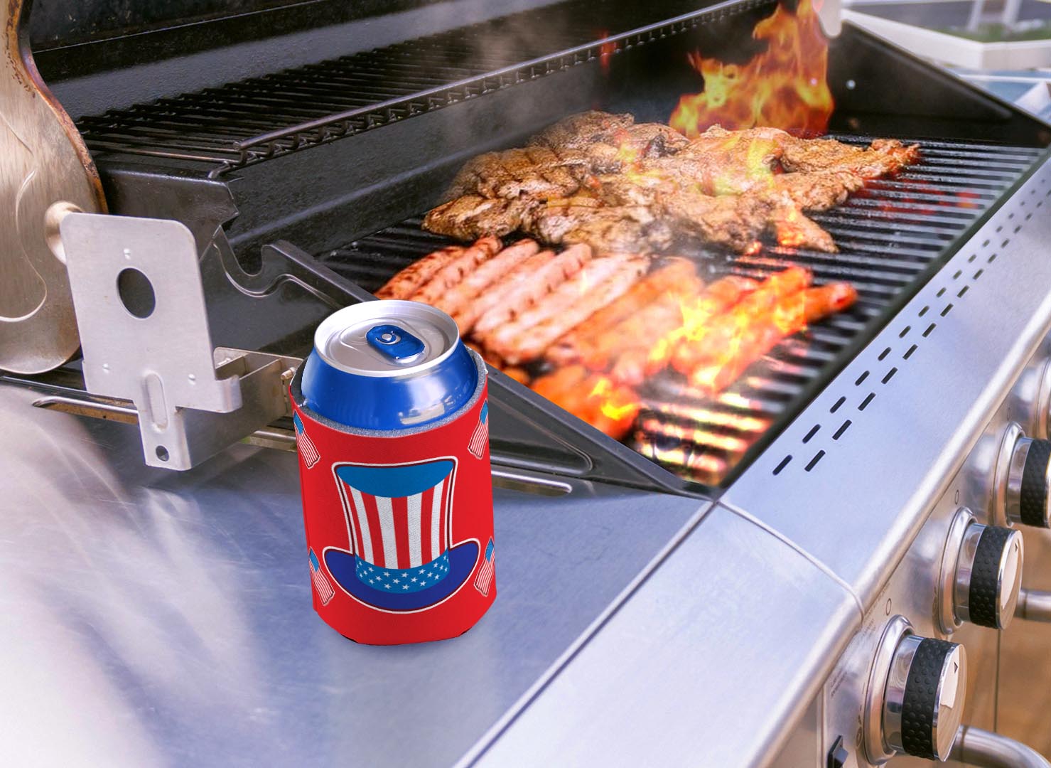 drink sleeve on a grill