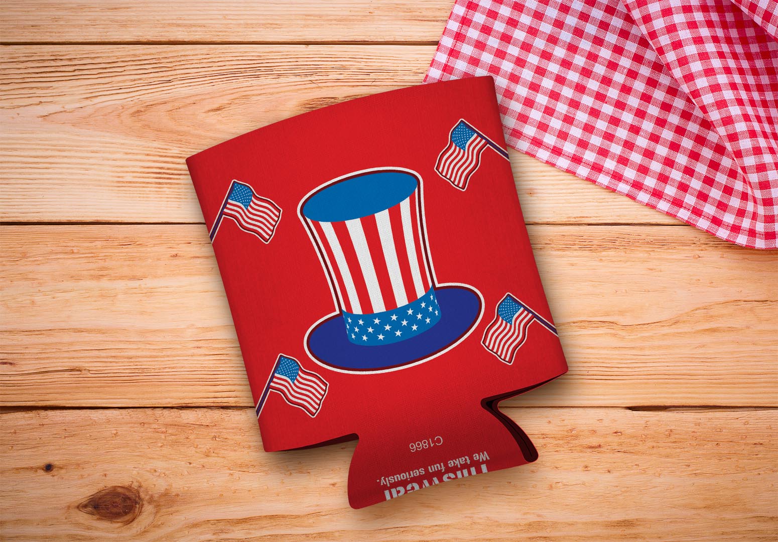 drink sleeve on a wood background