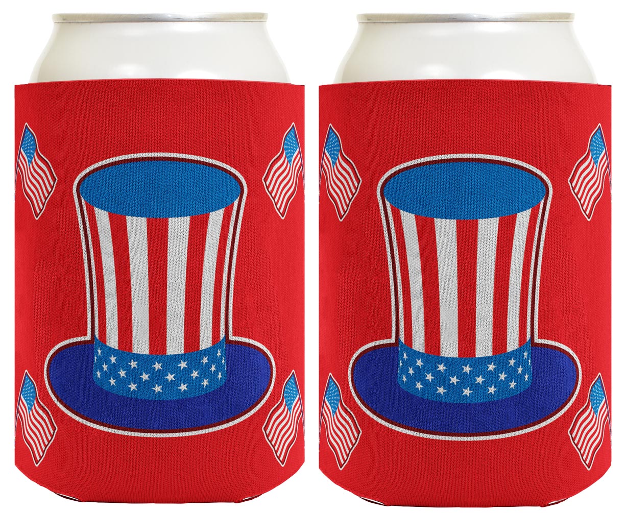 Uncle Sam Hat Red Standard or Slim Can Thermocooler Drink Sleeve