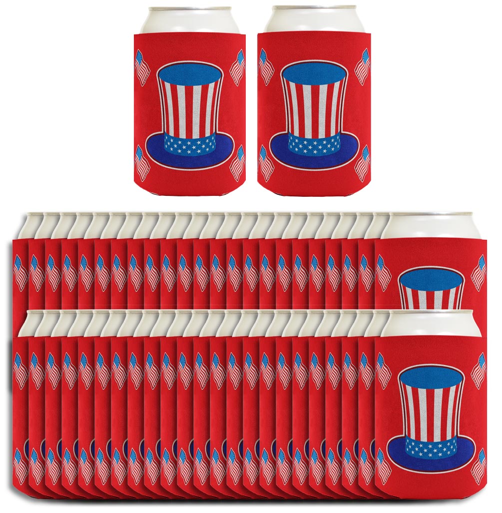 Uncle Sam Hat Red Standard or Slim Can Thermocooler Drink Sleeve