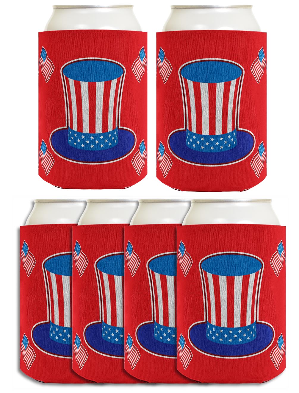 Uncle Sam Hat Red Standard or Slim Can Thermocooler Drink Sleeve