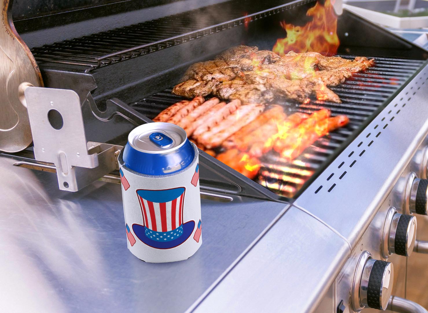 drink sleeve on a grill