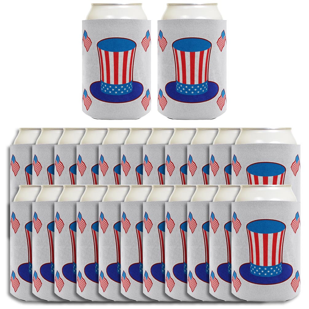 Uncle Sam Hat Light Blue Standard or Slim Can Thermocooler Drink Sleeve