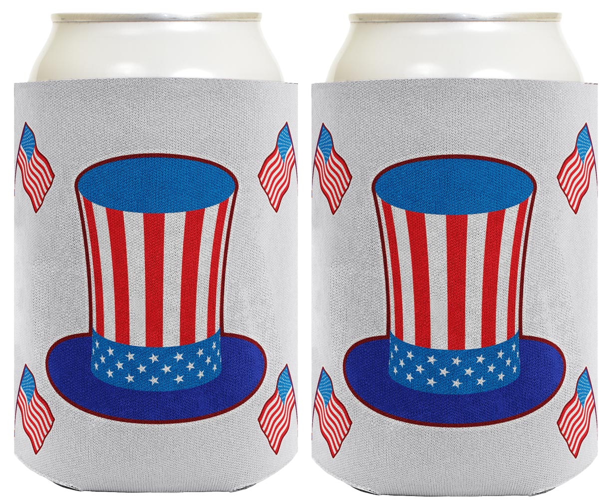 Uncle Sam Hat Light Blue Standard or Slim Can Thermocooler Drink Sleeve