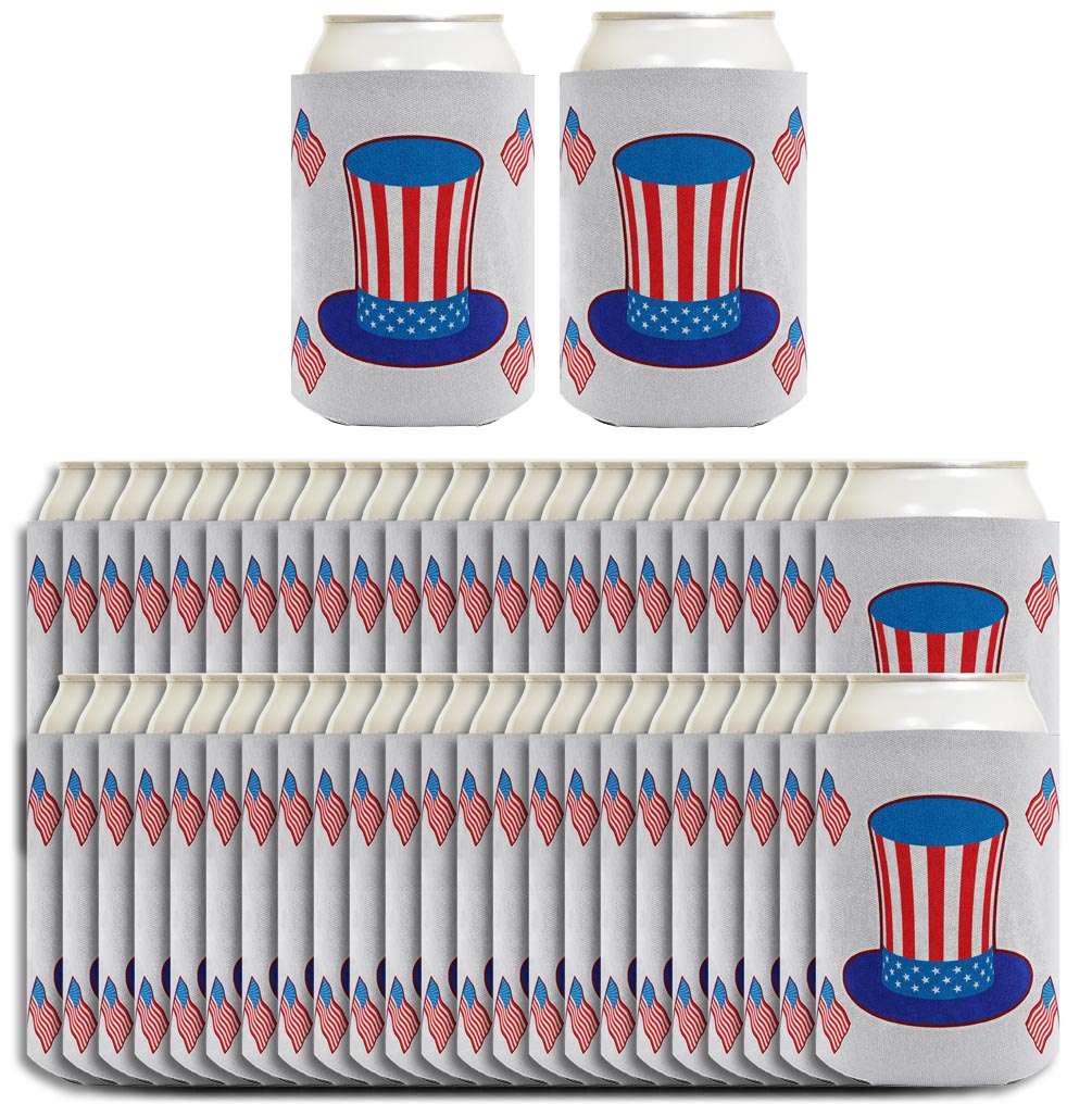 Uncle Sam Hat Light Blue Standard or Slim Can Thermocooler Drink Sleeve