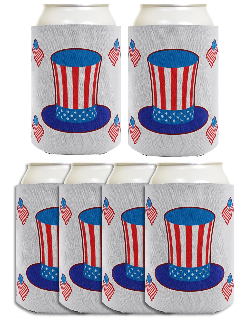 Uncle Sam Hat Light Blue Standard or Slim Can Thermocooler Drink Sleeve