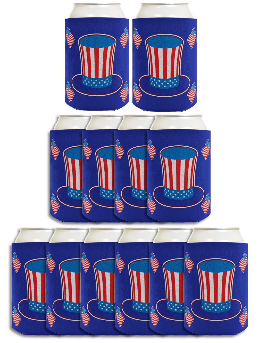 Uncle Sam Hat Royal Blue Standard or Slim Can Thermocooler Drink Sleeve