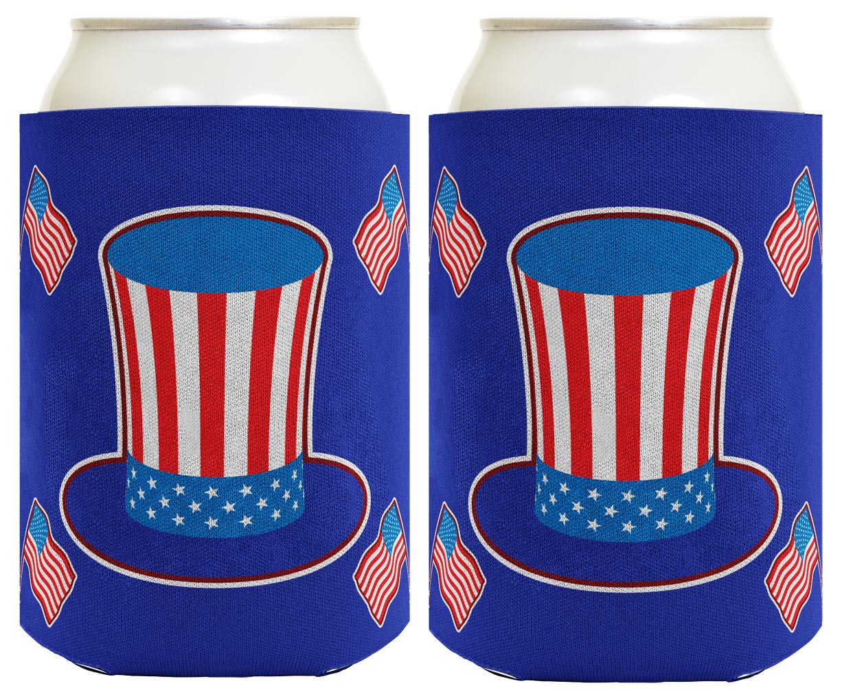 Uncle Sam Hat Royal Blue Standard or Slim Can Thermocooler Drink Sleeve