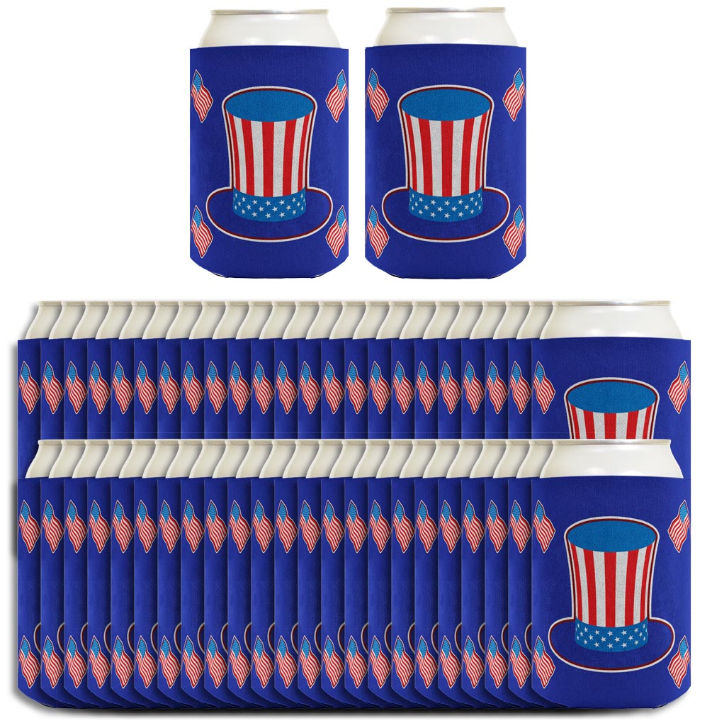 Uncle Sam Hat Royal Blue Standard or Slim Can Thermocooler Drink Sleeve