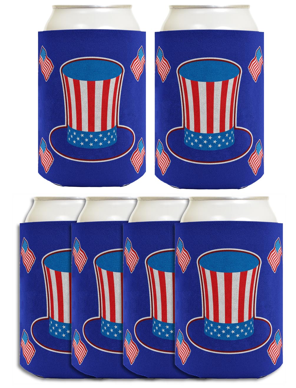 Uncle Sam Hat Royal Blue Standard or Slim Can Thermocooler Drink Sleeve