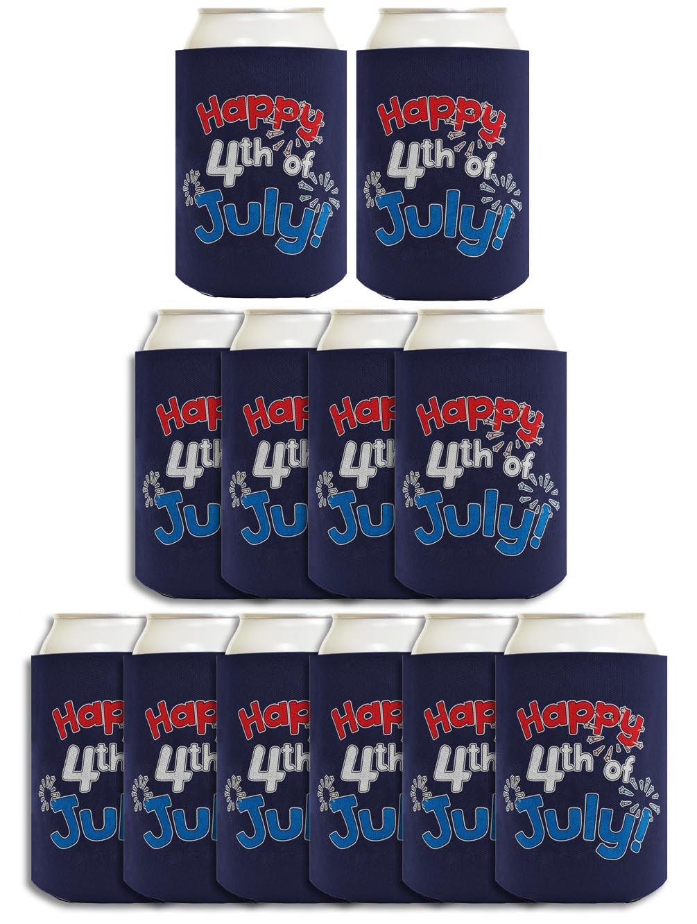Happy 4th of July Navy Standard or Slim Can Thermocooler Drink Sleeve