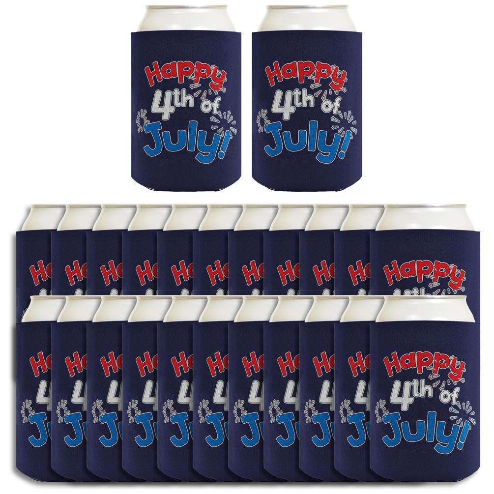 Happy 4th of July Navy Standard or Slim Can Thermocooler Drink Sleeve
