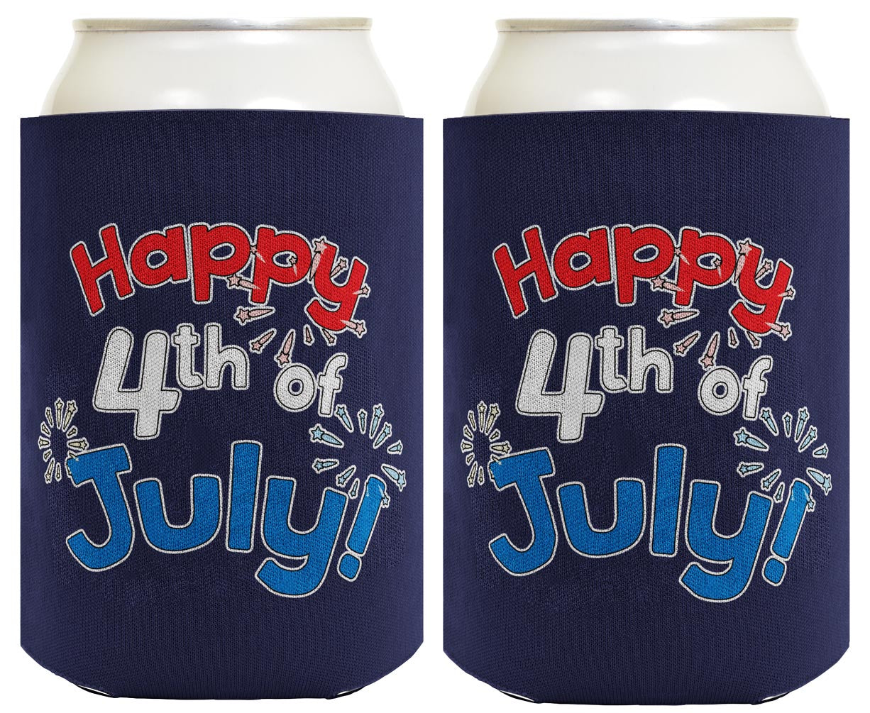 Happy 4th of July Navy Standard or Slim Can Thermocooler Drink Sleeve