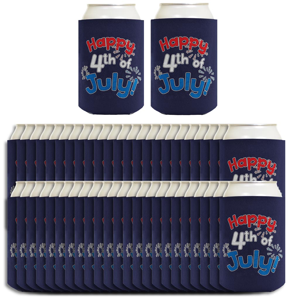 Happy 4th of July Navy Standard or Slim Can Thermocooler Drink Sleeve