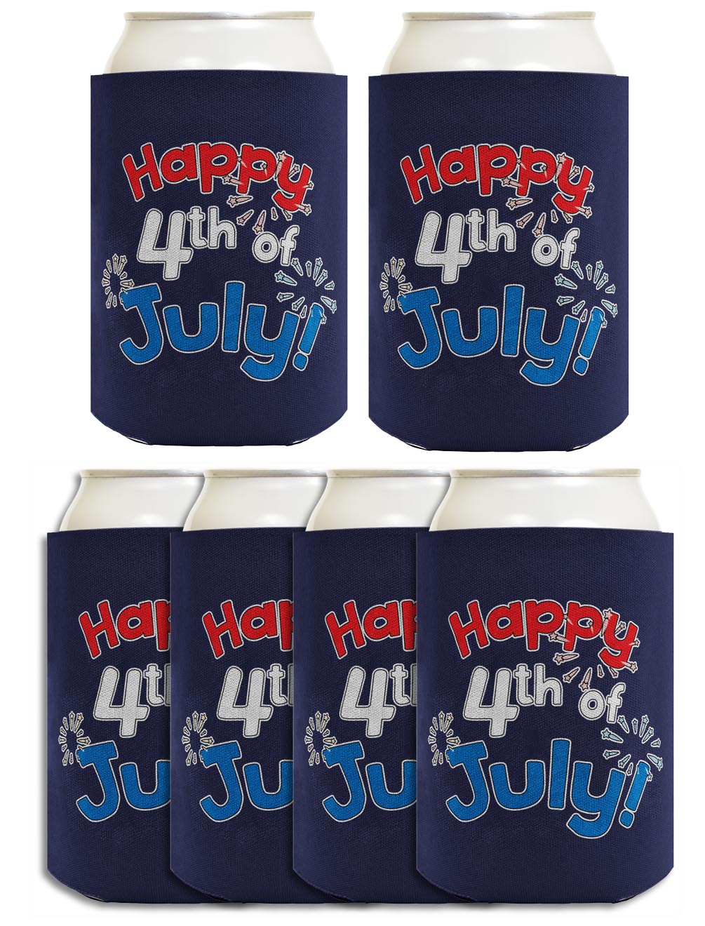 Happy 4th of July Navy Standard or Slim Can Thermocooler Drink Sleeve