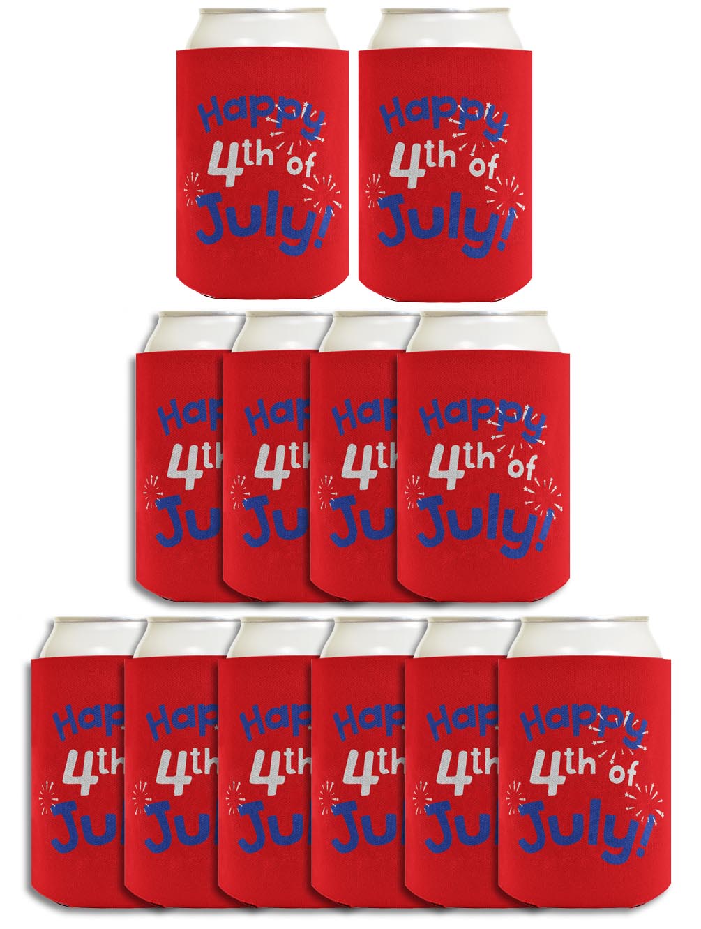 Happy 4th of July Red Standard or Slim Can Thermocooler Drink Sleeve