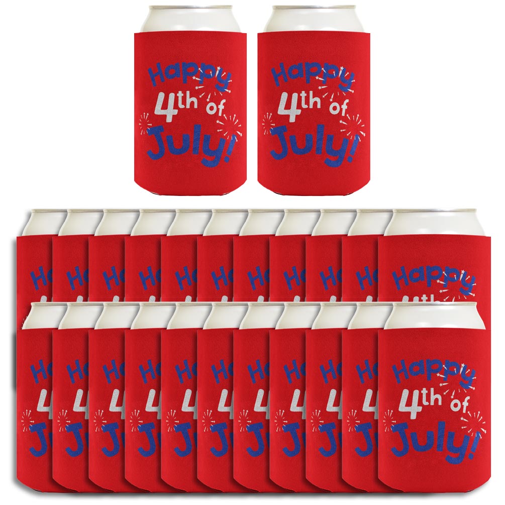 Happy 4th of July Red Standard or Slim Can Thermocooler Drink Sleeve