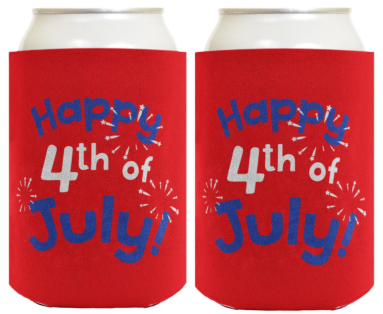 Happy 4th of July Red Standard or Slim Can Thermocooler Drink Sleeve