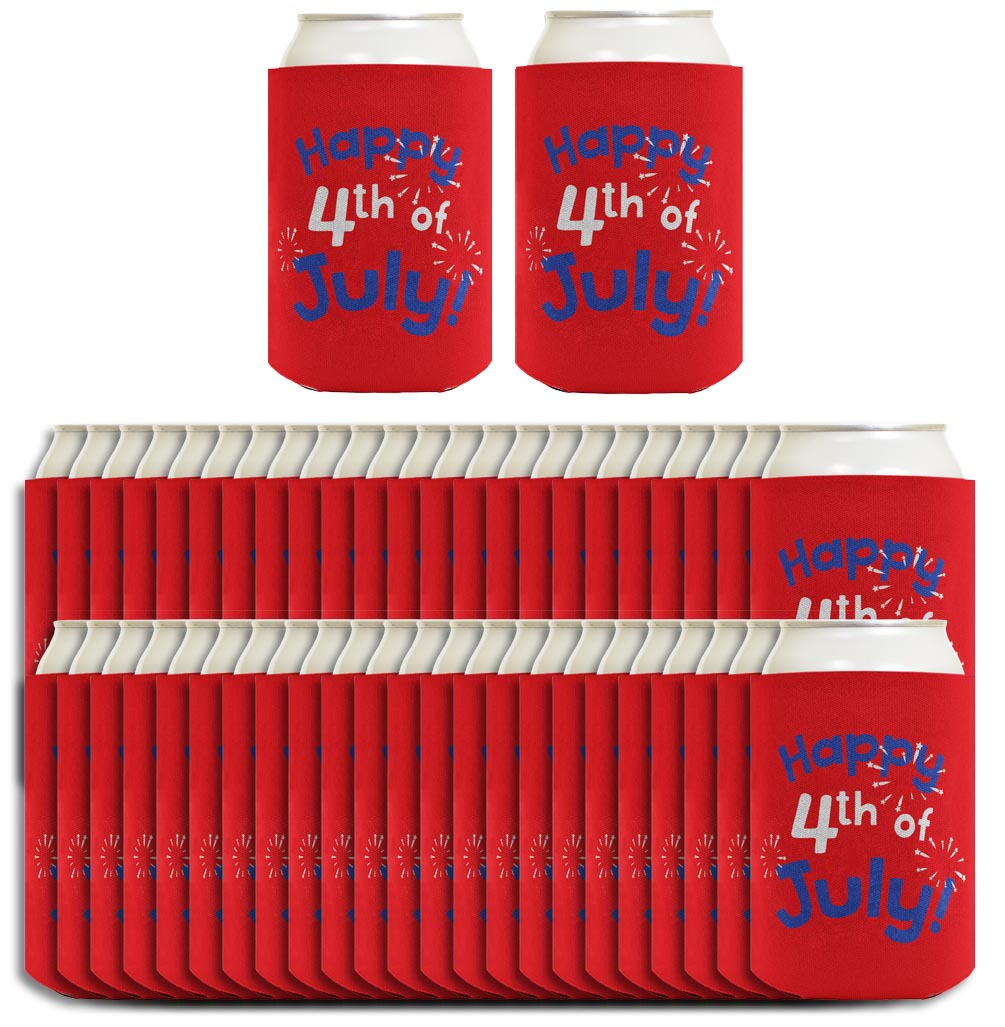 Happy 4th of July Red Standard or Slim Can Thermocooler Drink Sleeve