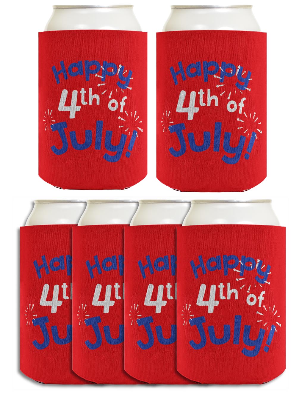 Happy 4th of July Red Standard or Slim Can Thermocooler Drink Sleeve