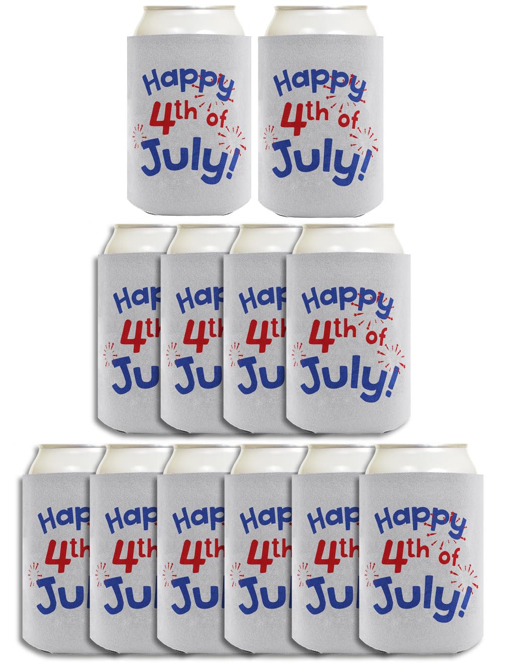 Happy 4th of July Light Blue Standard or Slim Can Thermocooler Drink Sleeve