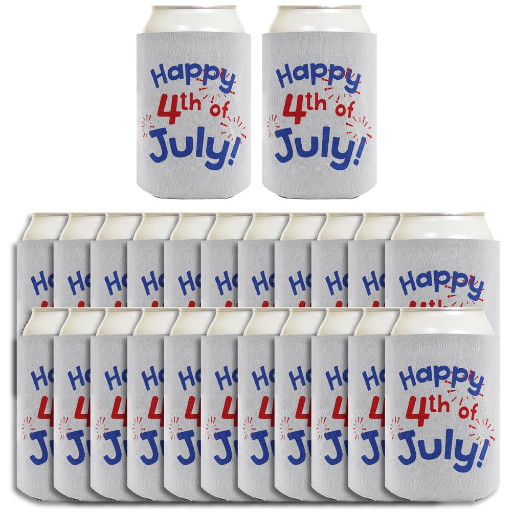 Happy 4th of July Light Blue Standard or Slim Can Thermocooler Drink Sleeve
