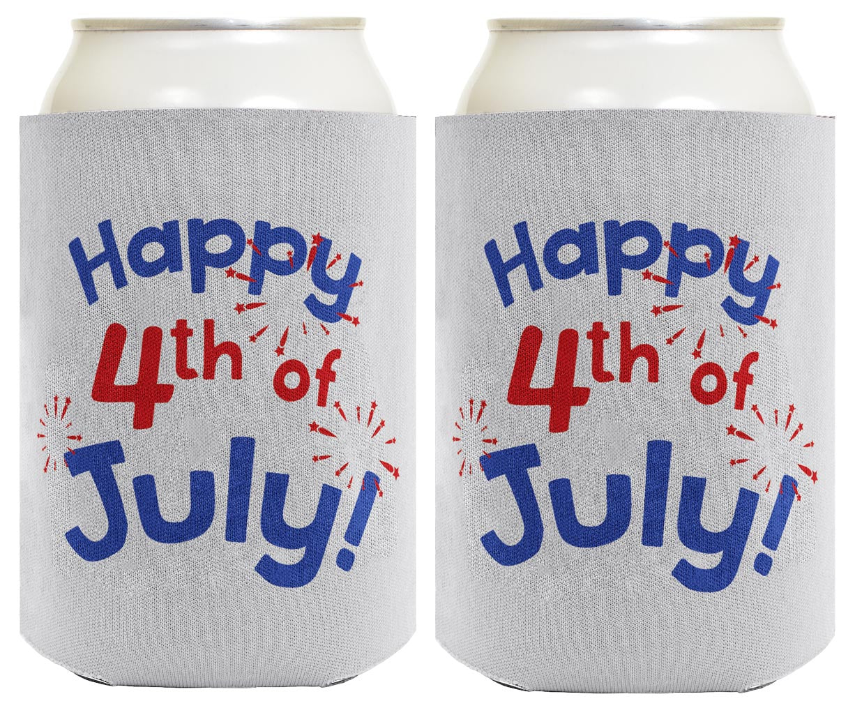 Happy 4th of July Light Blue Standard or Slim Can Thermocooler Drink Sleeve