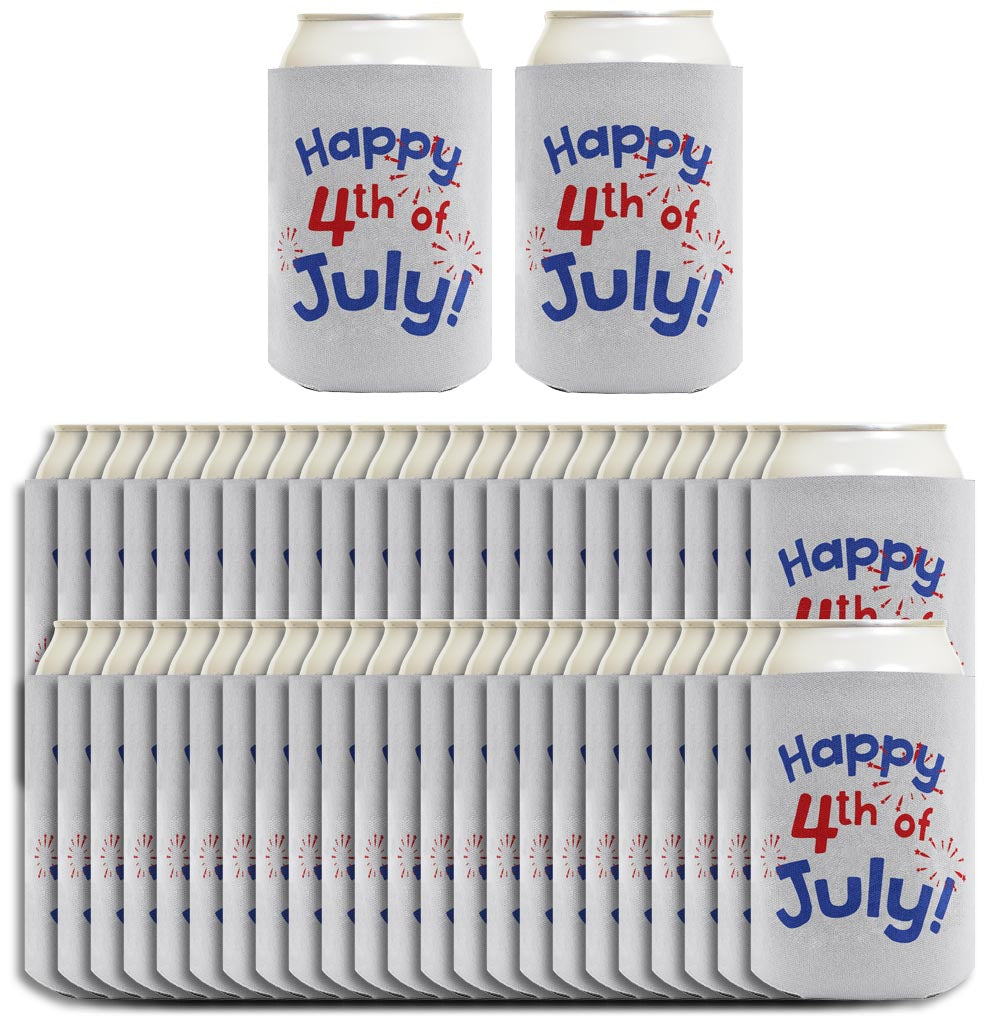 Happy 4th of July Light Blue Standard or Slim Can Thermocooler Drink Sleeve