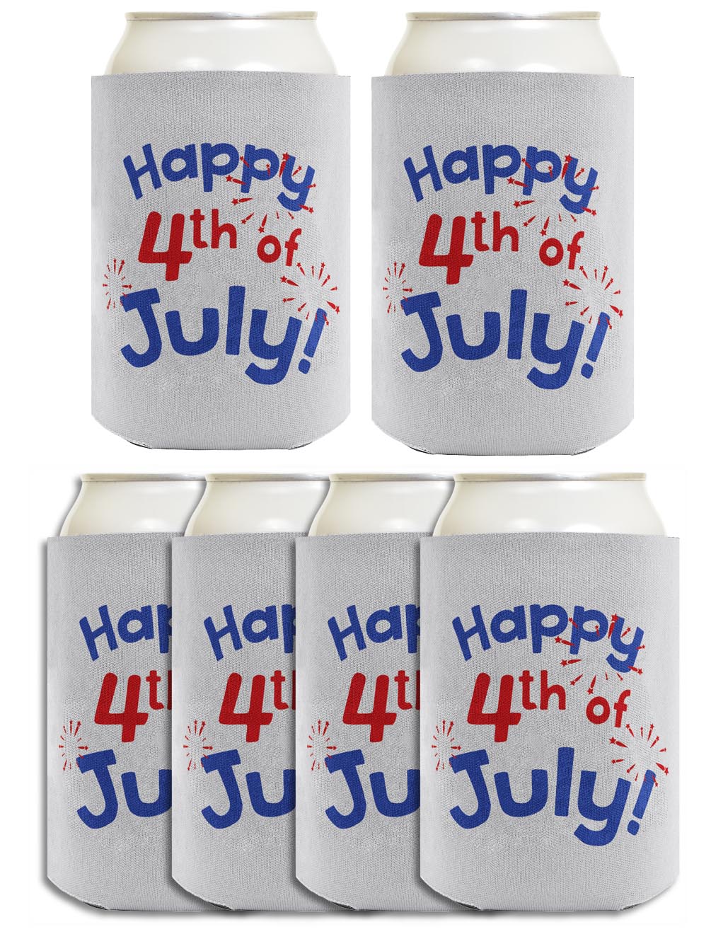 Happy 4th of July Light Blue Standard or Slim Can Thermocooler Drink Sleeve