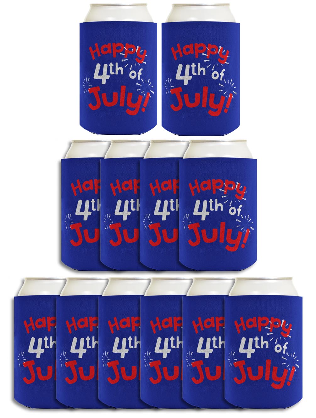 Happy 4th of July Royal Blue Standard or Slim Can Thermocooler Drink Sleeve