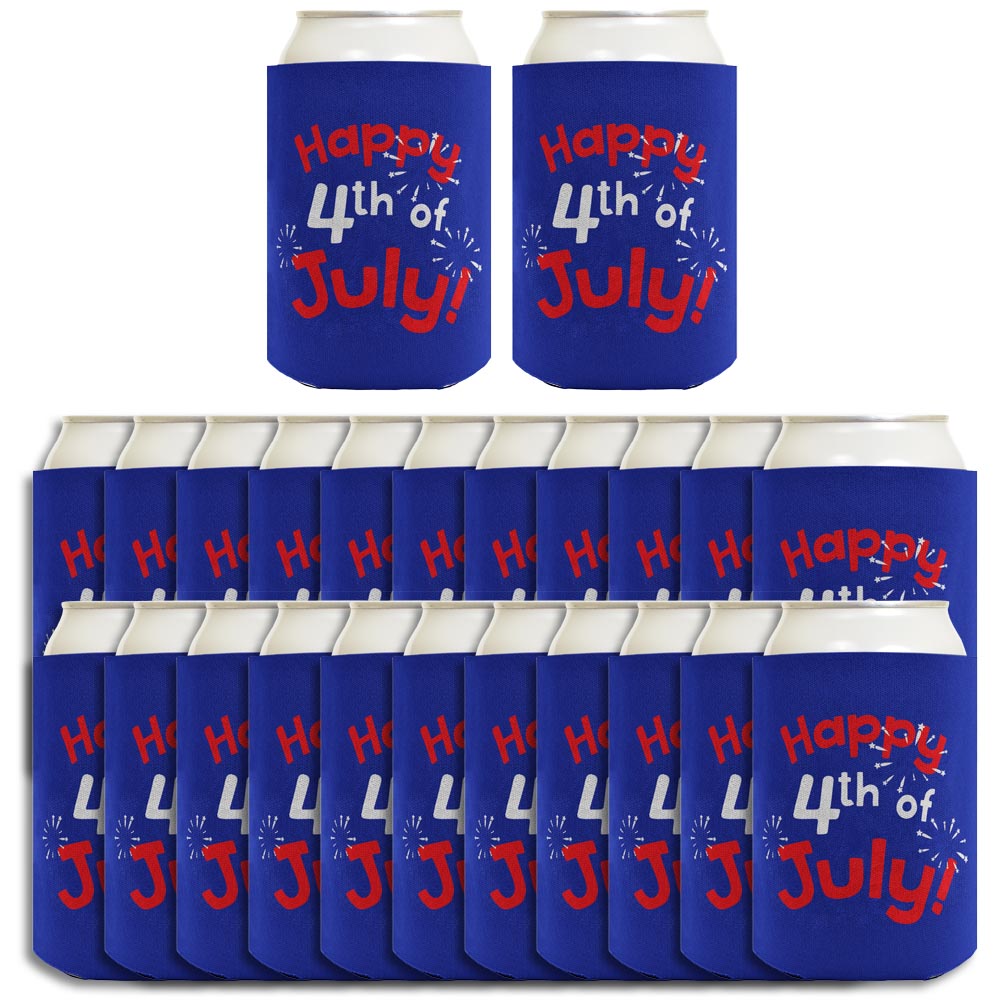 Happy 4th of July Royal Blue Standard or Slim Can Thermocooler Drink Sleeve