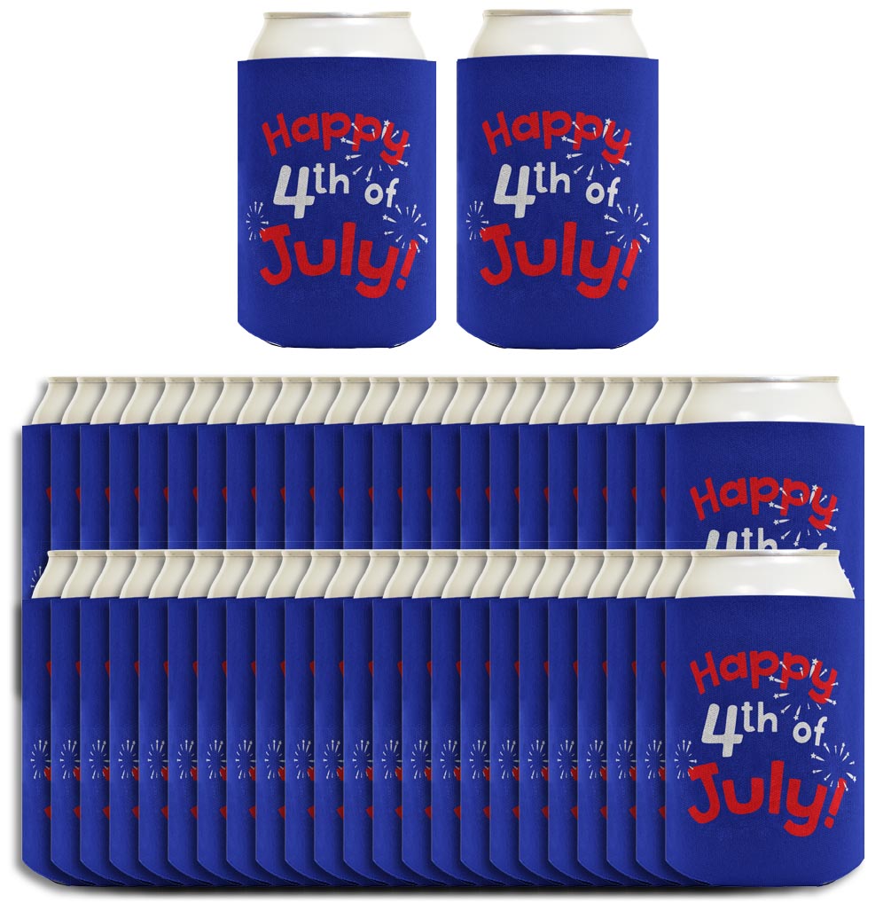 Happy 4th of July Royal Blue Standard or Slim Can Thermocooler Drink Sleeve