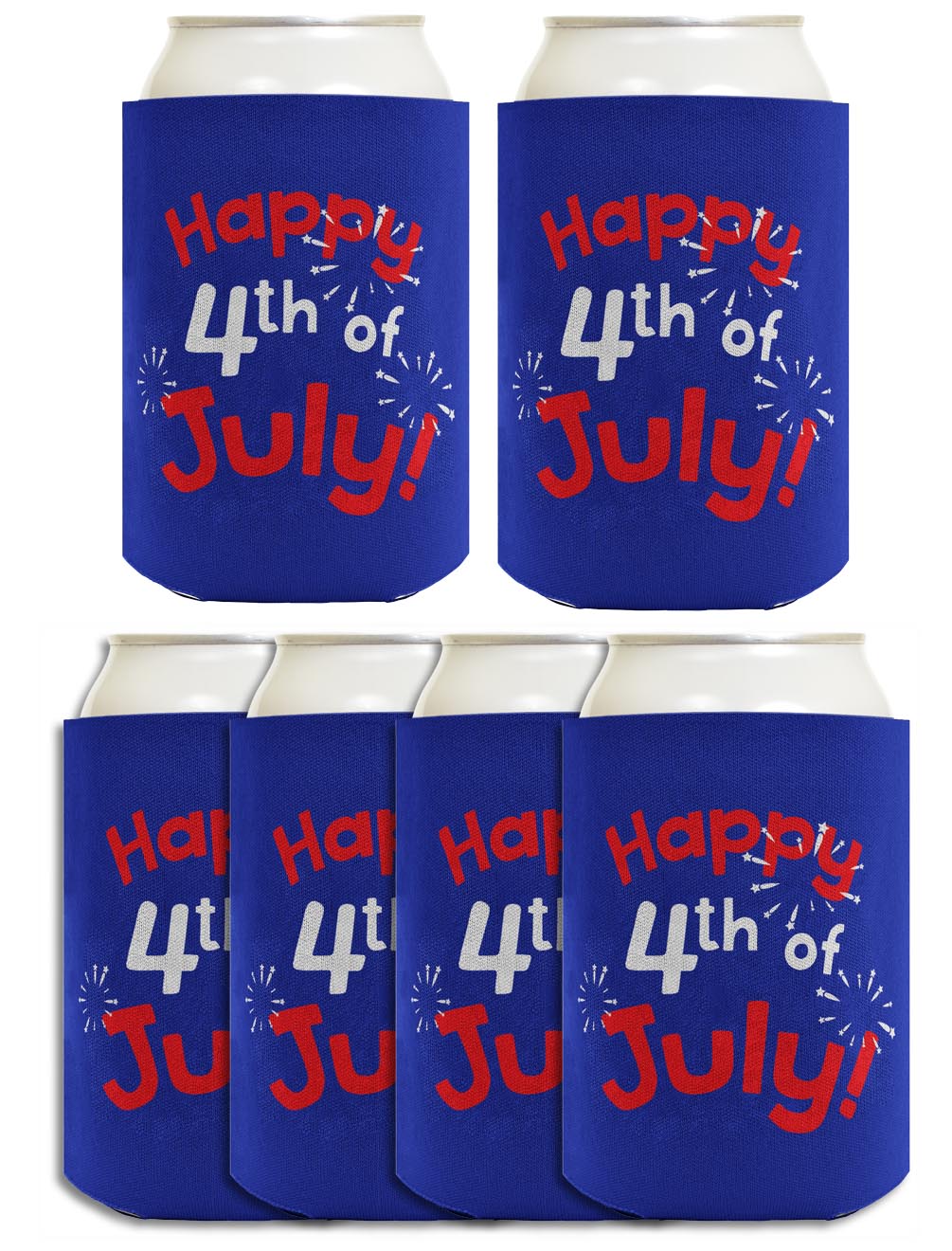 Happy 4th of July Royal Blue Standard or Slim Can Thermocooler Drink Sleeve