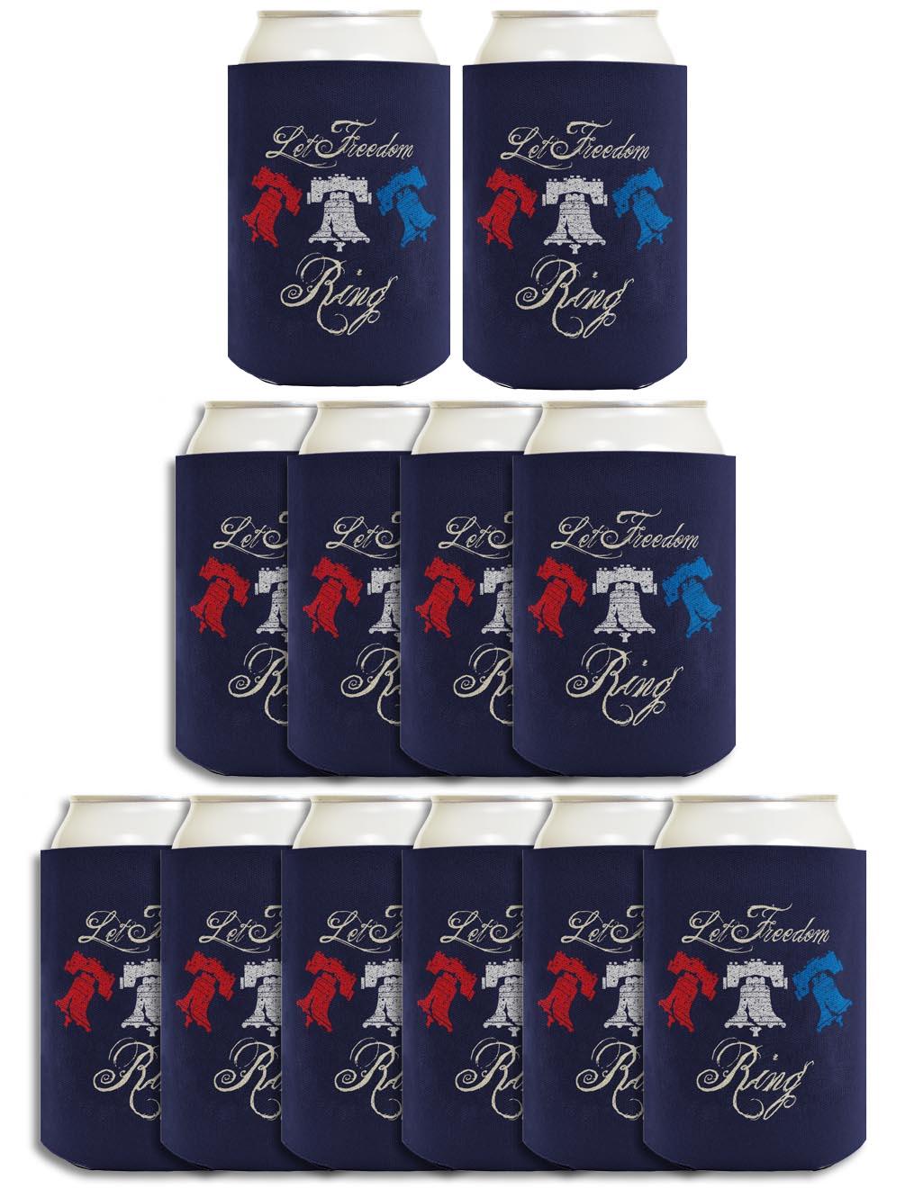Let Freedom Ring Navy Standard or Slim Can Thermocooler Drink Sleeve