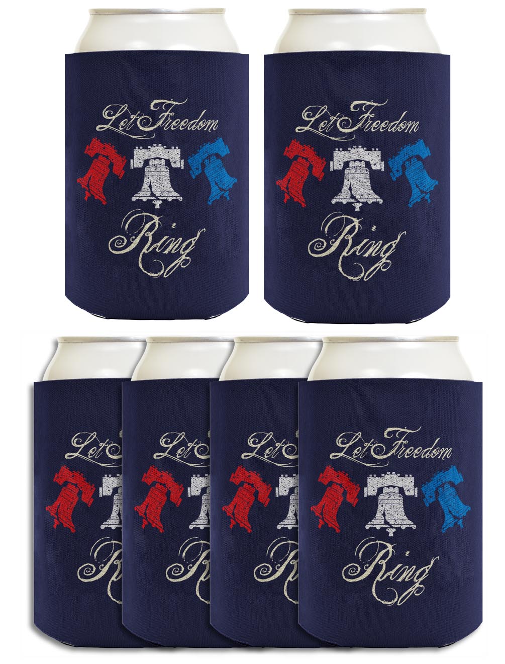 Let Freedom Ring Navy Standard or Slim Can Thermocooler Drink Sleeve