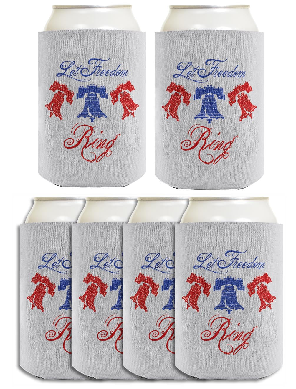 Let Freedom Ring Light Blue Standard or Slim Can Thermocooler Drink Sleeve