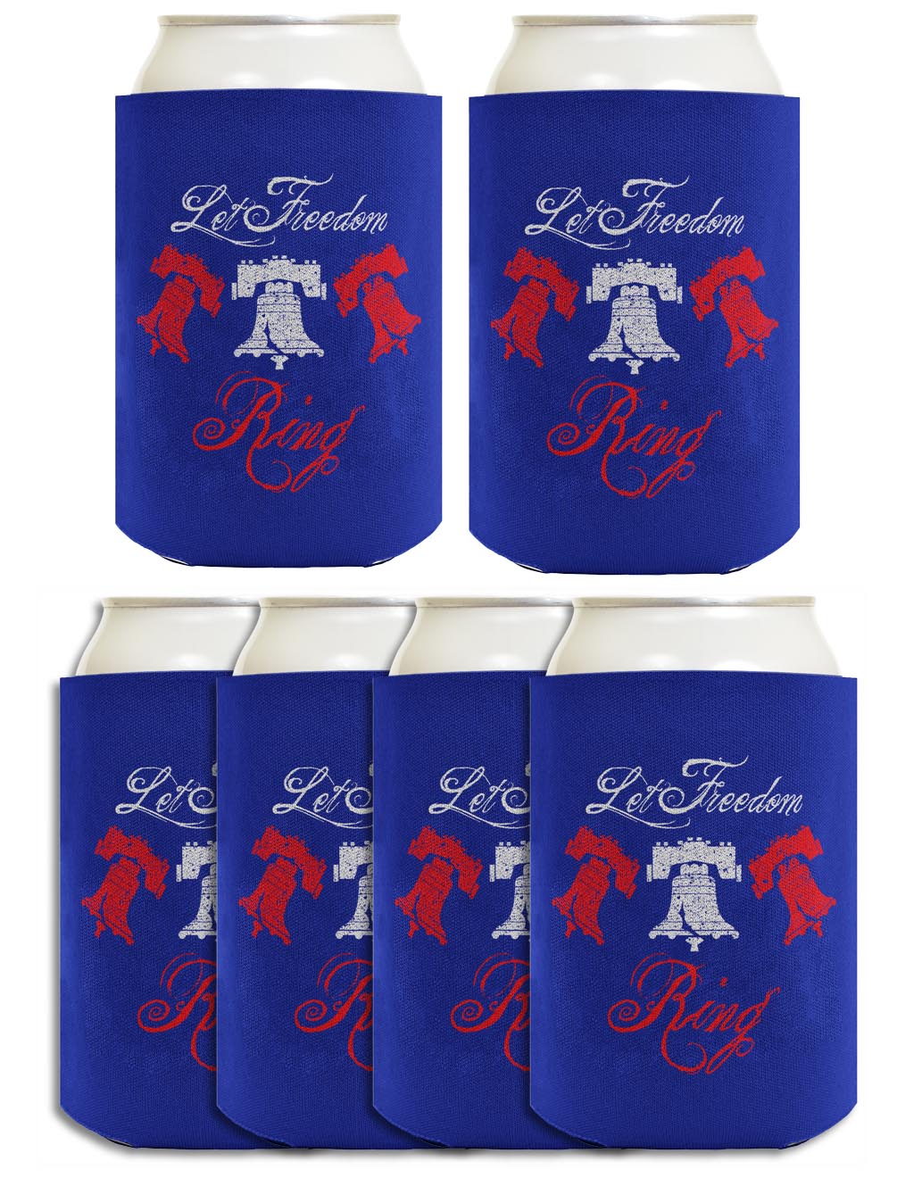 Let Freedom Ring Royal Blue Standard or Slim Can Thermocooler Drink Sleeve