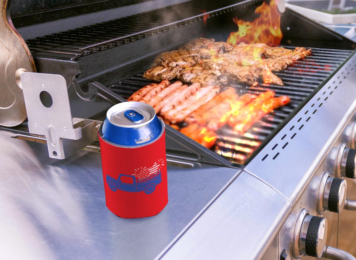 drink sleeve on a grill