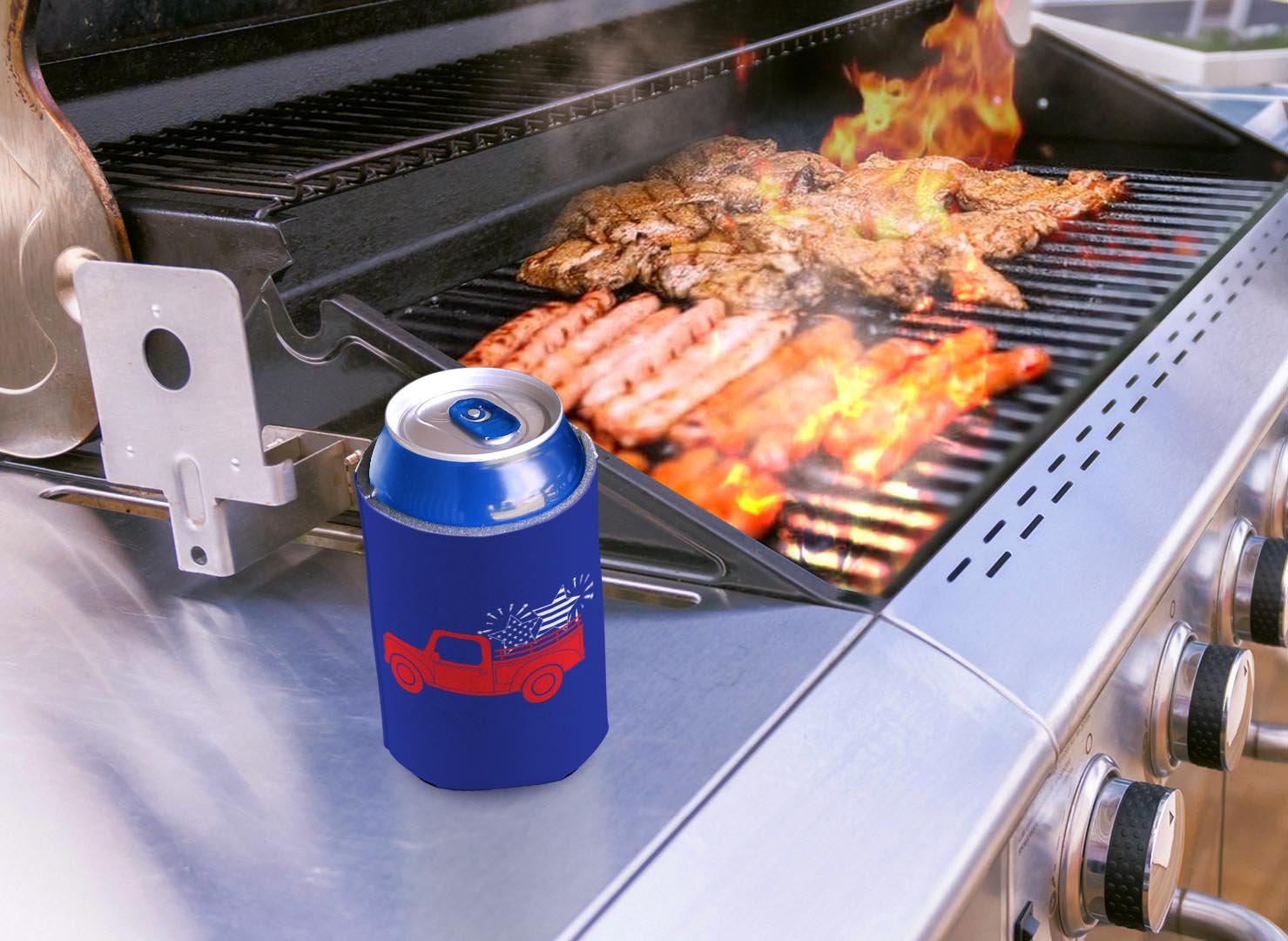 drink sleeve on a grill