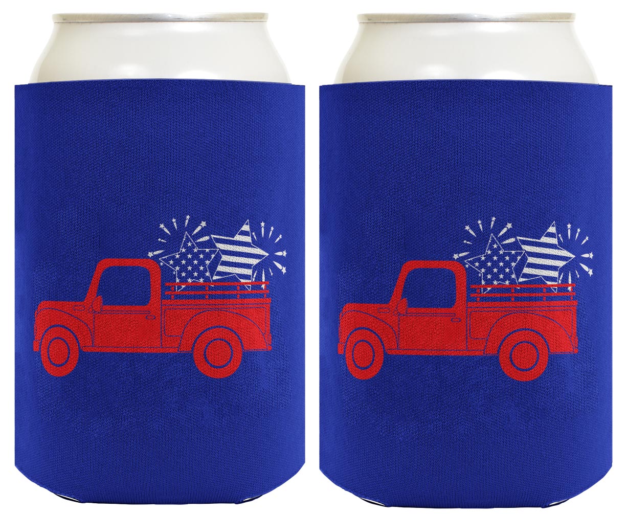 Stars and Stripes Truck Royal Blue Standard or Slim Can Thermocooler Drink Sleeve