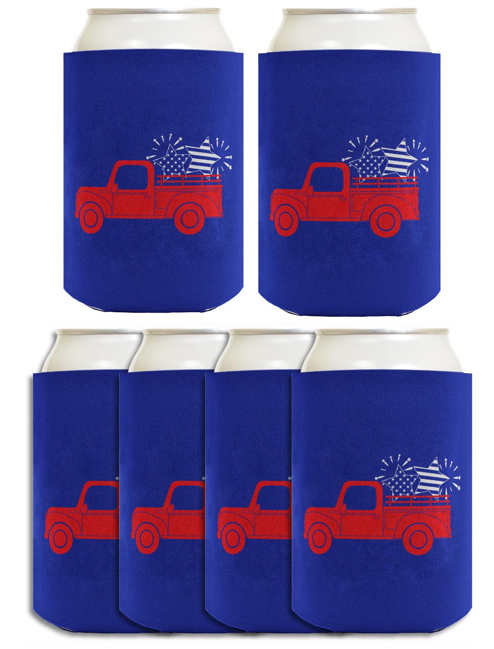Stars and Stripes Truck Royal Blue Standard or Slim Can Thermocooler Drink Sleeve