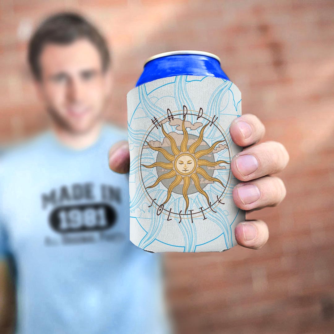 man holding drink sleeve