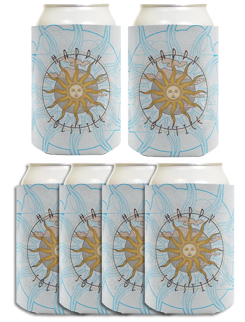 Happy Solstice Summer Solstice Standard or Slim Can Thermocooler Drink Sleeve