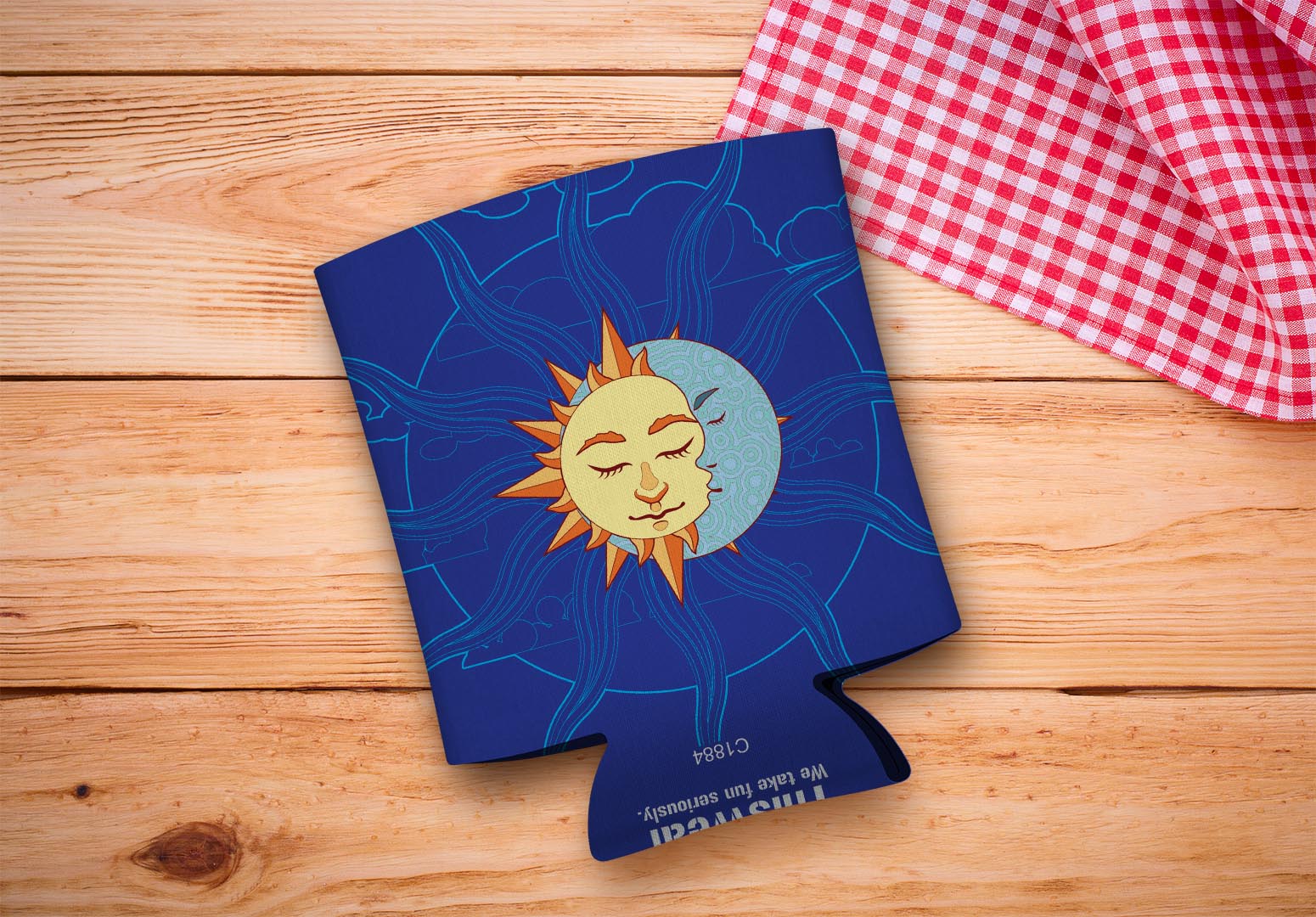 drink sleeve on a wood background