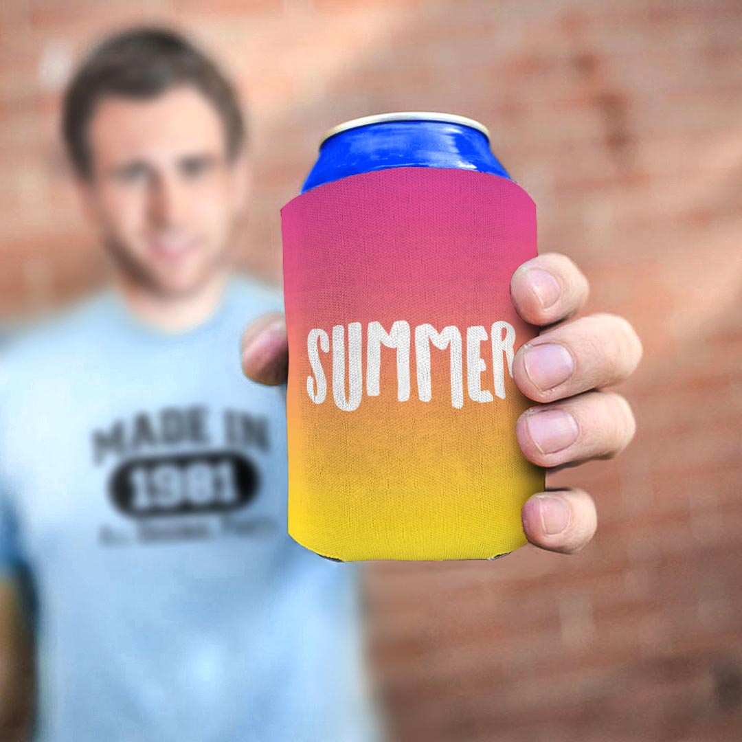 man holding drink sleeve