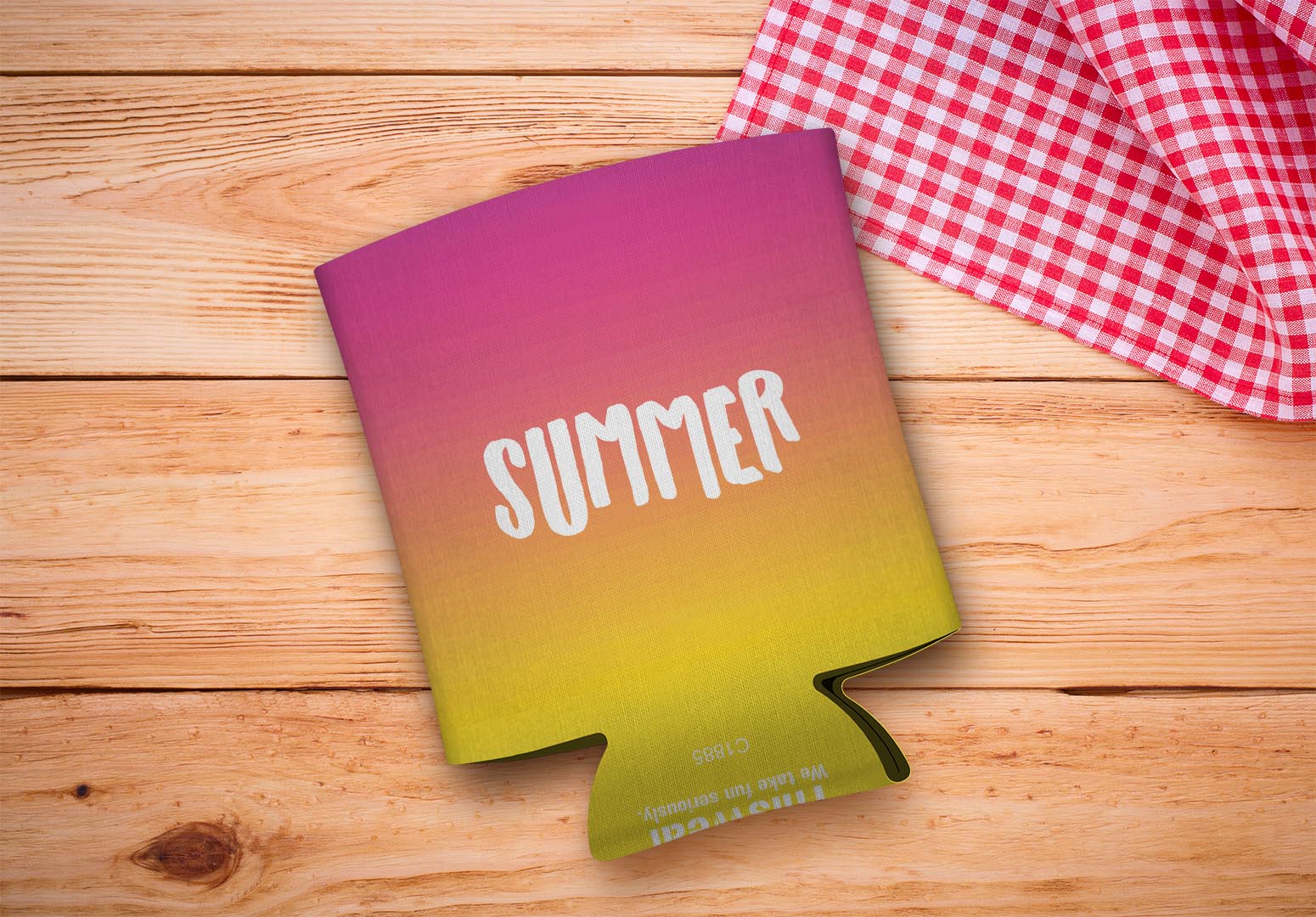 drink sleeve on a wood background