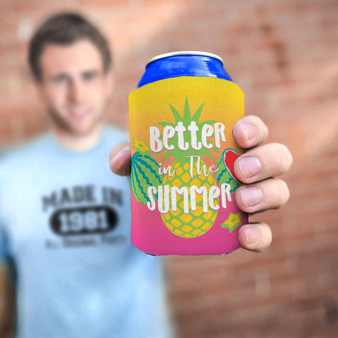 man holding drink sleeve